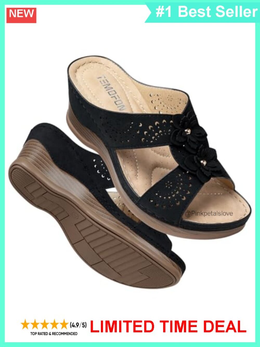 Womens Wedge Sandals Leather Low Wedge Platform Slide Walking Shoes